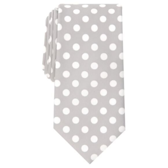 Perry Ellis Tubach Dot Tie Set of 2 Polk a Dot Grey burgundy NWT - Picture 2 of 4